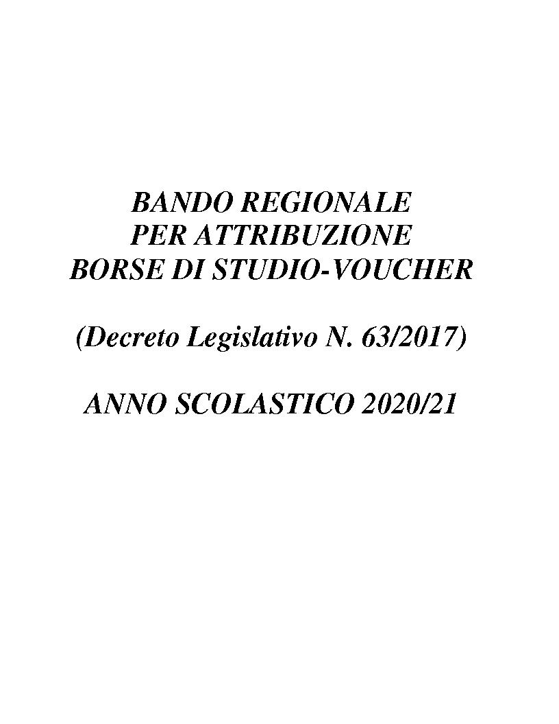 BANDO REGIONALE BORSE DI STUDIO-VOUCHER 2020-21