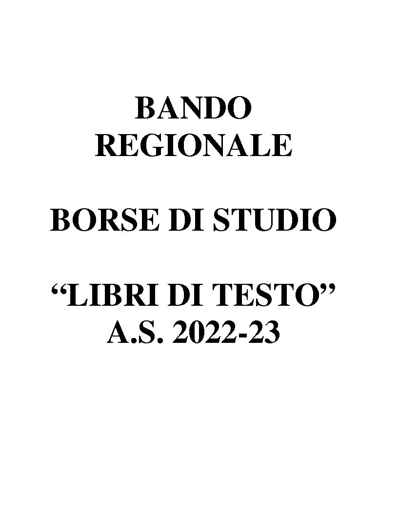 BANDO REGIONALE BORSE DI STUDIO 