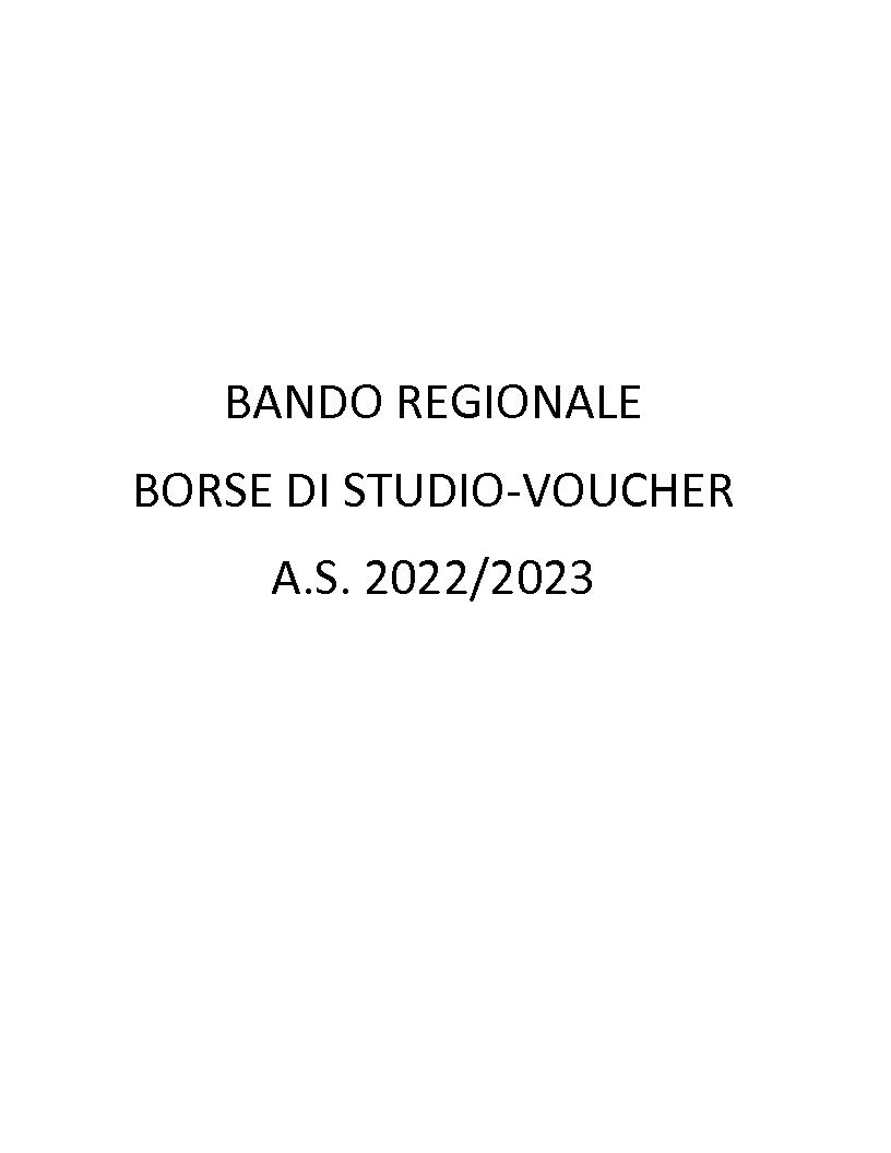 BANDO REGIONALE BORSE DI STUDIO-VOUCHER 2022/23