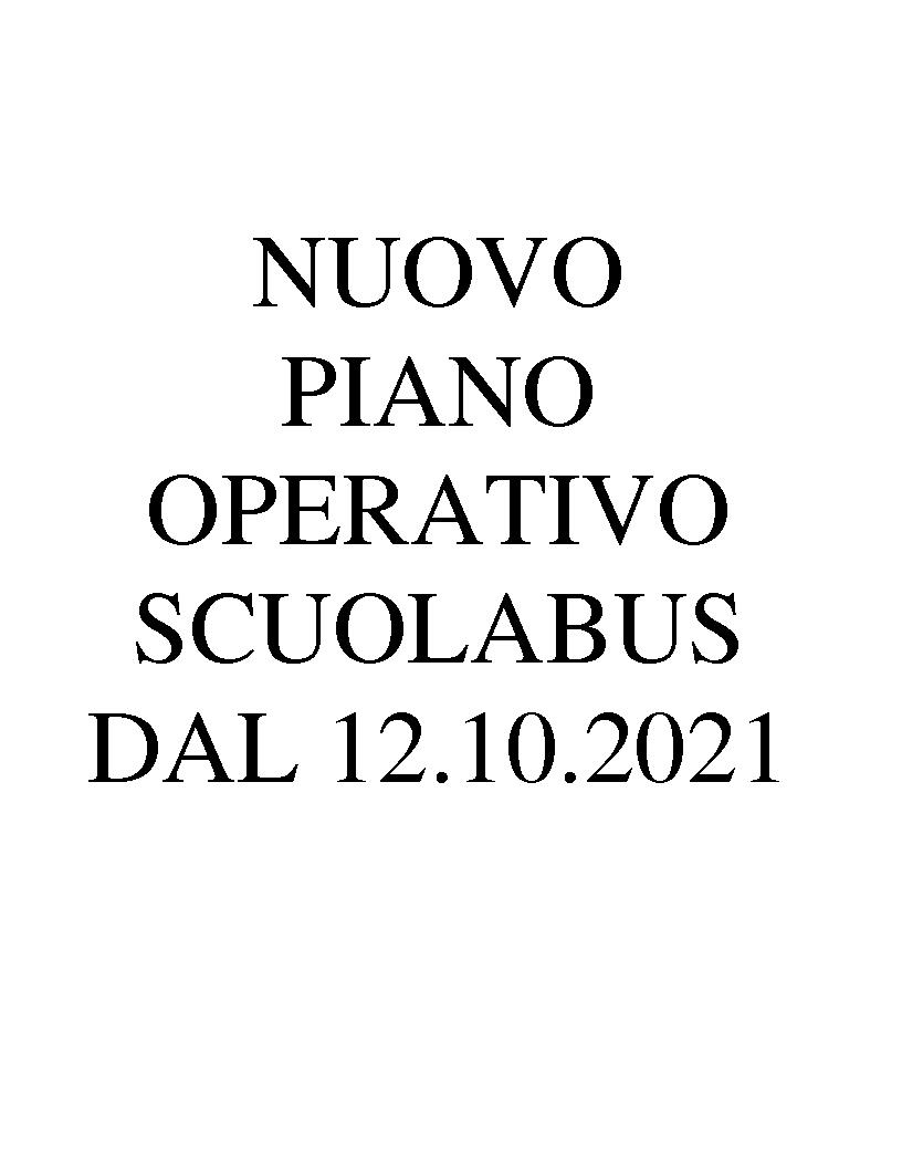 NUOVO PIANO OPERATIVO SCUOLABUS dal 12.10.21
